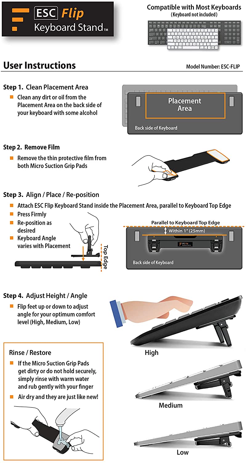 GPG2 ESC Flip Computer Keyboard and Laptop Stand with 3 Adjustable Angles